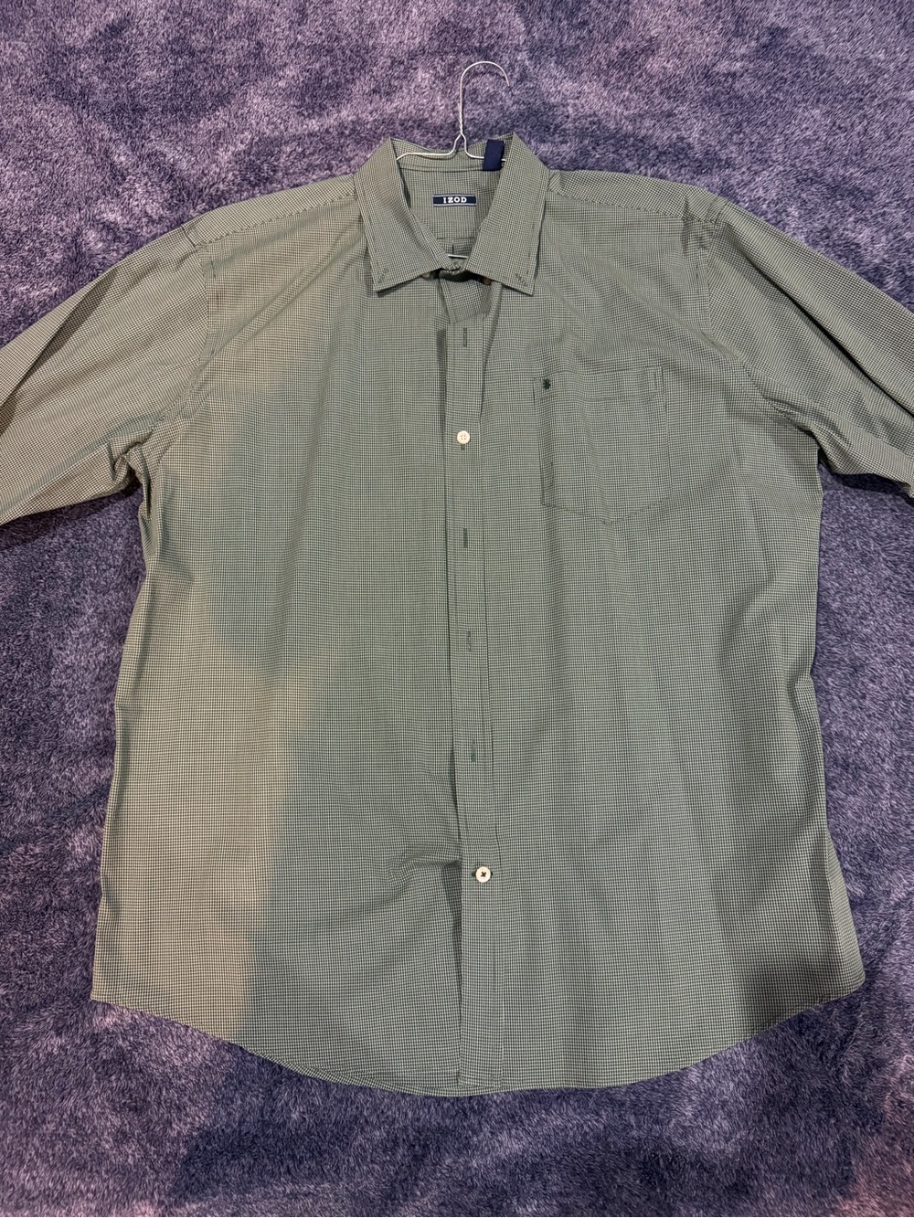 Izod Men's Olive Green Button-Up Dress Shirt